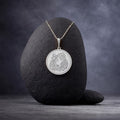 14K Solid Gold Romantic Couple Necklace: 925 Silver Lovers Silhouette Pendant, Soulmate Jewelry